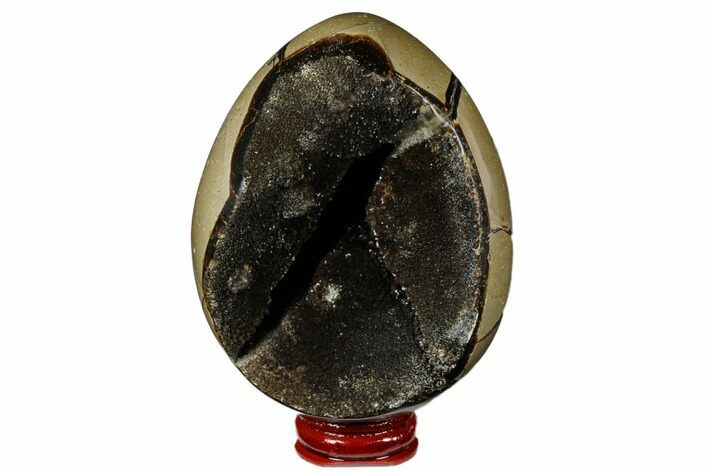 Septarian Dragon Egg Geode - Black Crystals #177397